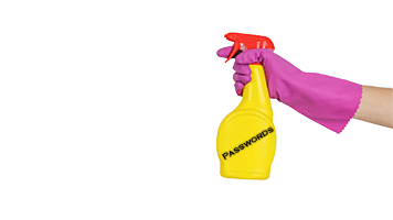 Spray bottle containing passwords
